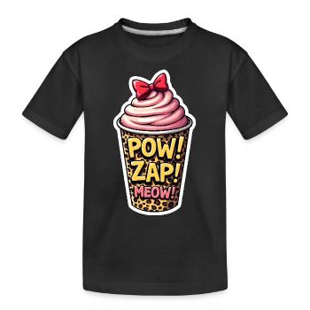 POW ZAP MIAU - Kinder Premium Bio T-Shirt - Schwarz - Vorne