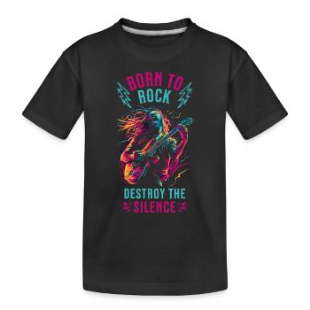 Gitarrist E-Gitarre Rock Punk Metal Splash Neon - Kinder Premium Bio T-Shirt - Schwarz - Vorne