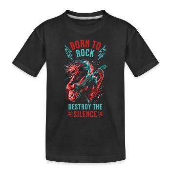Gitarrist E-Gitarre Rock Punk Metal Splash Neon - Kinder Premium Bio T-Shirt - Schwarz - Vorne