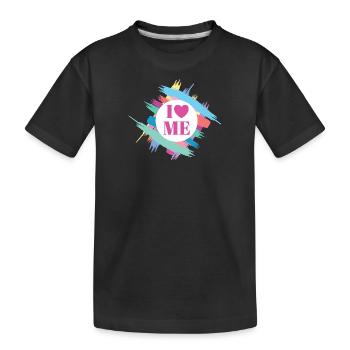 I Love Me Selbstvertrauen Ich Liebe Mich Herz - Kinder Premium Bio T-Shirt - Schwarz - Vorne