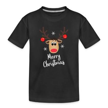 Rentier Merry Christmas Weihnachten Geschenk - Kinder Premium Bio T-Shirt - Schwarz - Vorne