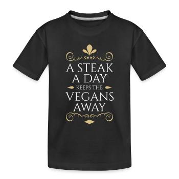 Anti Vegan Fancy Steak Gold - Kids' Premium Organic T-Shirt - black - Front
