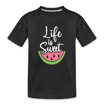 Das Leben ist süß - Kinder Premium Bio T-Shirt - Schwarz - Vorne