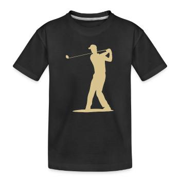 Golfer Abschlag Silhouette - Herren Design - Kinder Premium Bio T-Shirt - Schwarz - Vorne