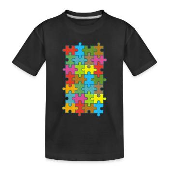 Multicolored puzzle - Kids' Premium Organic T-Shirt - black - Front