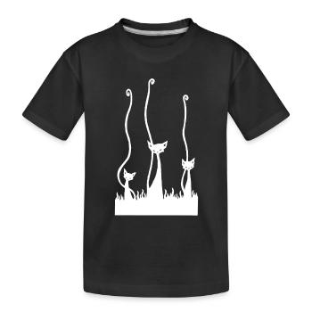 Les trois chats blancs - T-shirt bio Premium Enfant - noir - Devant