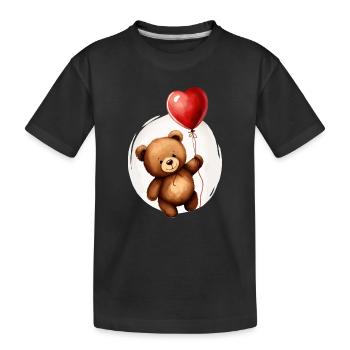 Bear with balloon - Kids' Premium Organic T-Shirt - black - Front