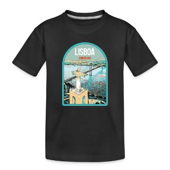 Christ the King Lisbon: View of the 25th of April Bridge over the Tagus River - Kids' Premium Organic T-Shirt - black - Front