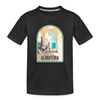Rue pittoresque de la vieille ville d'Albufeira - T-shirt bio Premium Enfant - noir - Devant