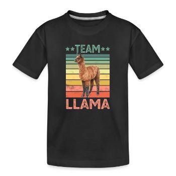 Lama - Kinder Premium Bio T-Shirt - Schwarz - Vorne