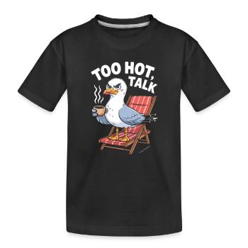 Mouette impertinente se relaxant avec du café - T-shirt bio Premium Enfant - noir - Devant