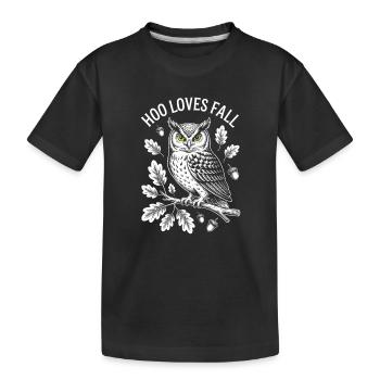 Owl in Autumn Magic - Funny Saying in Autumn - Kids' Premium Organic T-Shirt - black - Front
