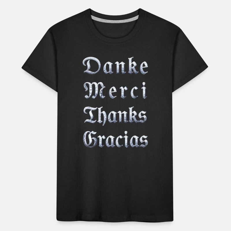 Multilinguale Dankesbotschaft Eiskristall Kinder Premium Bio T-Shirt