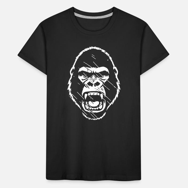 Furious Gorilla Stencil Grunge vector_path130 Kids' Premium Organic T-Shirt