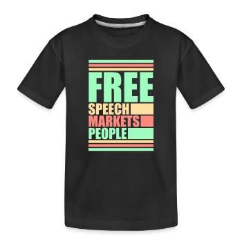 Free Speech Markets People Libertarian Freedom Logo - Kids' Premium Organic T-Shirt - black - Front