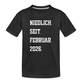 Birth February 2026 - Kids' Premium Organic T-Shirt - black - Front
