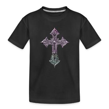 Croix en filigrane irisé - T-shirt bio Premium Enfant - noir - Devant