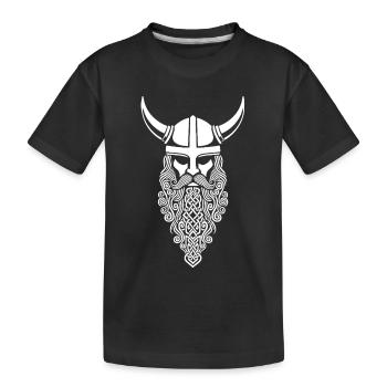 Viking Chef Barbe Tressée Mascotte Casque Nordique - T-shirt bio Premium Enfant - noir - Devant
