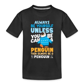 Süßer Pinguin - Geschenk für Pinguin Liebhaber - Kinder Premium Bio T-Shirt - Schwarz - Vorne