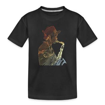 Sketch du saxophoniste rétro - T-shirt bio Premium Enfant - noir - Devant