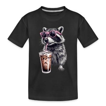 Café glacé Raccoon - T-shirt bio Premium Enfant - noir - Devant