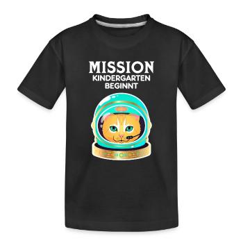 Mission Kindergarten Beginnt - Katze Kita - Kinder Premium Bio T-Shirt - Schwarz - Vorne