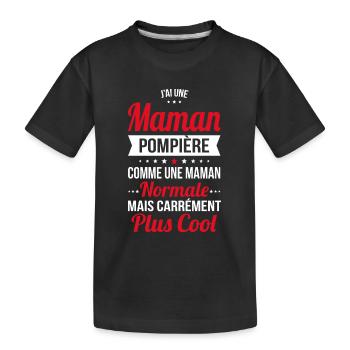 J'ai une maman pompière plus cool - T-shirt bio Premium Enfant - noir - Devant