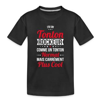 J'ai un tonton rockeur plus cool - T-shirt bio Premium Enfant - noir - Devant