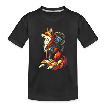 Fox Dream Catcher - Kids' Premium Organic T-Shirt - black - Front