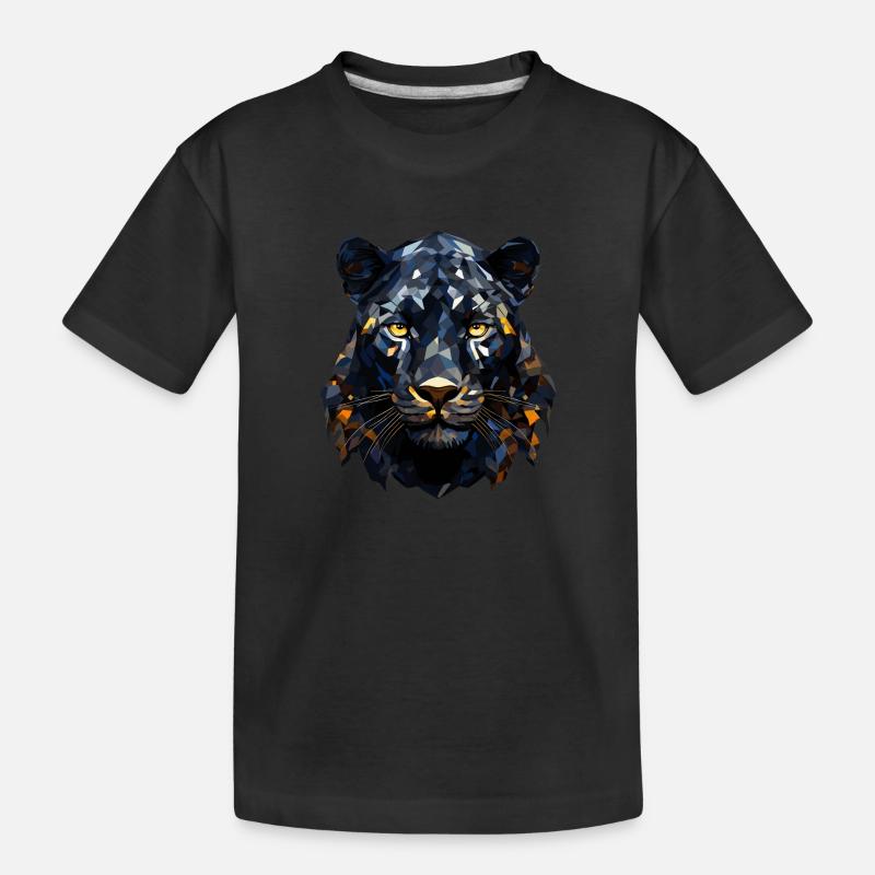 Schwarzer Panther Polygon Style - Kinder Premium Bio T-Shirt - Schwarz