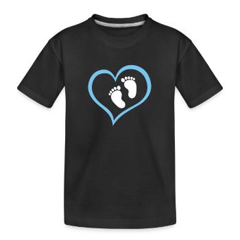 Baby Boy Fußabdruck mit Herz - Kinder Premium Bio T-Shirt - Schwarz - Vorne
