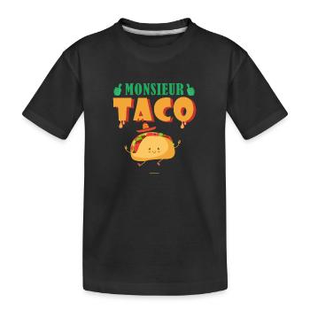 Monsieur Taco Humor Mexikanische mexikanische Küche - Kinder Premium Bio T-Shirt - Schwarz - Vorne