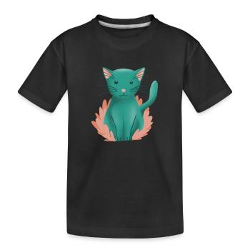 Süße Kätzchenkatze und Natur - Kinder Premium Bio T-Shirt - Schwarz - Vorne
