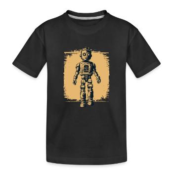 Vintage-Roboter-Illustration - Kinder Premium Bio T-Shirt - Schwarz - Vorne