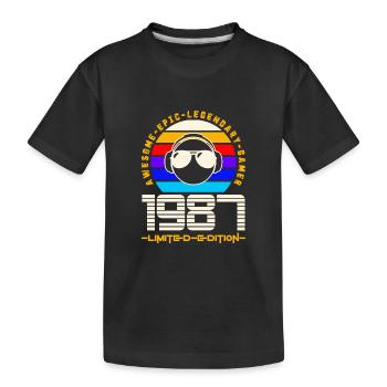1987 - Kinder Premium Bio T-Shirt - Schwarz - Vorne