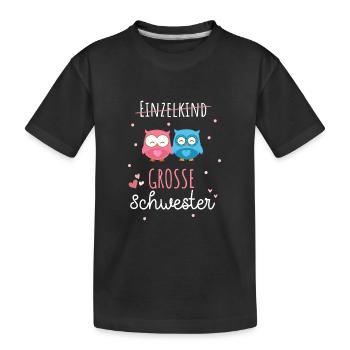 Große Schwester 2024 Herz Eule - Kinder Premium Bio T-Shirt - Schwarz - Vorne