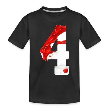 NR. 4 NUMMER 4 ROT WEIß 4. GEBURTSTAG - Kinder Premium Bio T-Shirt - Schwarz - Vorne