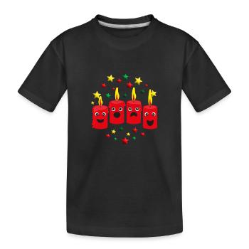 4. Adventskerzen mit Sternen. - Kinder Premium Bio T-Shirt - Schwarz - Vorne