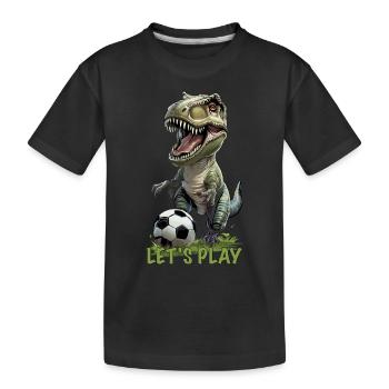 Fußball Dinosaurier Fußballspieler Trex T-Rex - Kinder Premium Bio T-Shirt - Schwarz - Vorne