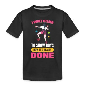 Wall Climber Rock Climbing Wall Climbing Party - Kinder Premium Bio T-Shirt - Schwarz - Vorne
