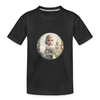 KLEINES MÄDCHEN - SOUVENIRS VON PARIS - EIFFELTURM - Kinder Premium Bio T-Shirt - Schwarz - Vorne