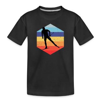Langlauf Klassisch Langlauf Classic Langlauf Skati - Kinder Premium Bio T-Shirt - Schwarz - Vorne