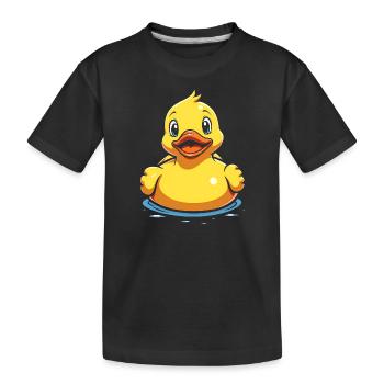 Ente Quietscheente Badeente gelb Wasser schwimmen - Kinder Premium Bio T-Shirt - Schwarz - Vorne