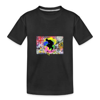 Skater mit Graffiti Hintergrund im Coolen look - Kinder Premium Bio T-Shirt - Schwarz - Vorne