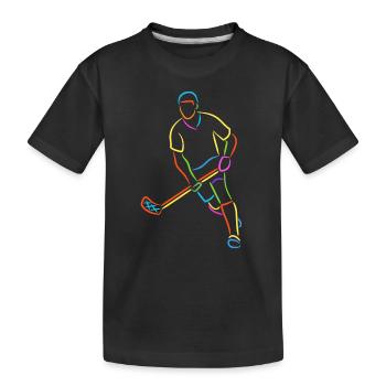 Joueur de floorball Floorballer coloré Jeune floorball - T-shirt bio Premium Enfant - noir - Devant