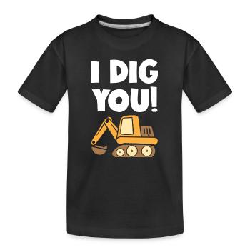 Je te creuse excavatrice - T-shirt bio Premium Enfant - noir - Devant