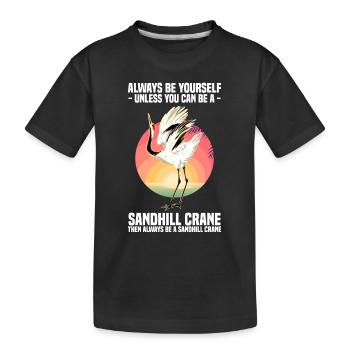 Kranich - Kinder Premium Bio T-Shirt - Schwarz - Vorne
