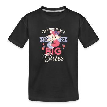 Baby Pregnancy Girl Big Sister 2023 - Kids' Premium Organic T-Shirt - black - Front