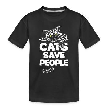 Cats Save People - Kinder Premium Bio T-Shirt - Schwarz - Vorne