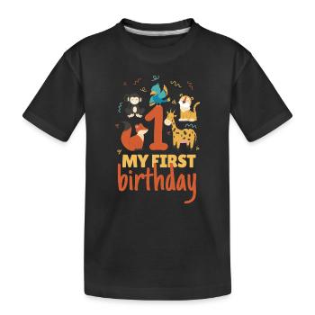 1. Geburtstag Tiere Geschenk Baby 1 Jahre Kinder - Kinder Premium Bio T-Shirt - Schwarz - Vorne